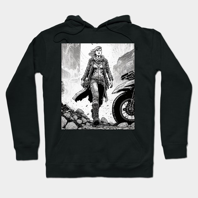 Dirt bike stunt cartoon style in city Hoodie by KoolArtDistrict